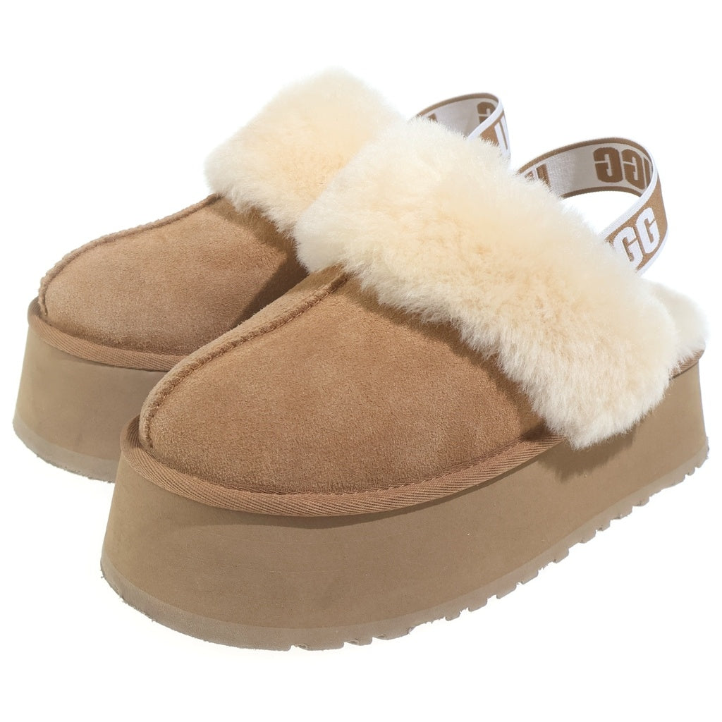 UGG(アグ) ファー ロゴ スリングバック 厚底 サンダル シューズ ブラウン レディース