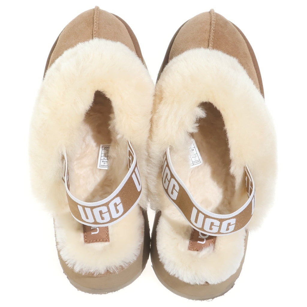 UGG(アグ) ファー ロゴ スリングバック 厚底 サンダル シューズ ブラウン レディース