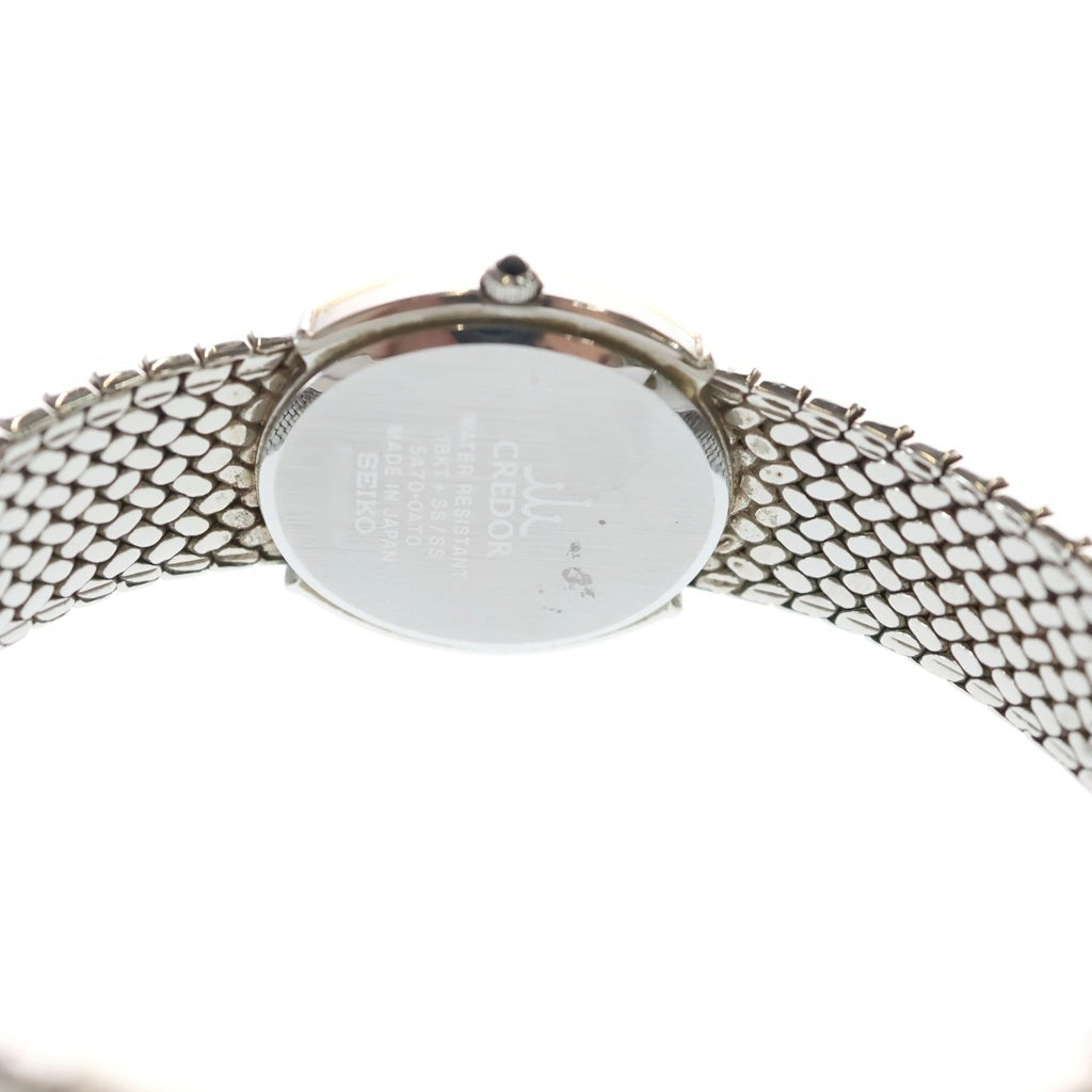 SEIKO(セイコー) クレドール ダイヤベゼル 11Pダイヤ SS/QZ ステンレス クォーツ クオーツ 腕時計 5A70-0AT0 ピンクシェル文字盤 レディース