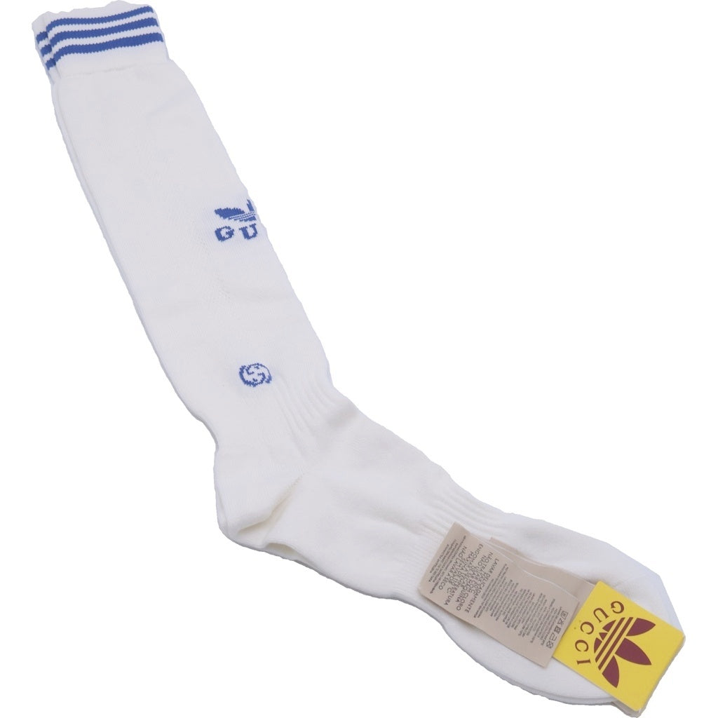 GUCCI(グッチ) ×adidas アディダス ハイソックス ホワイト/ブルー 691873 4GADZ 9063 レディース