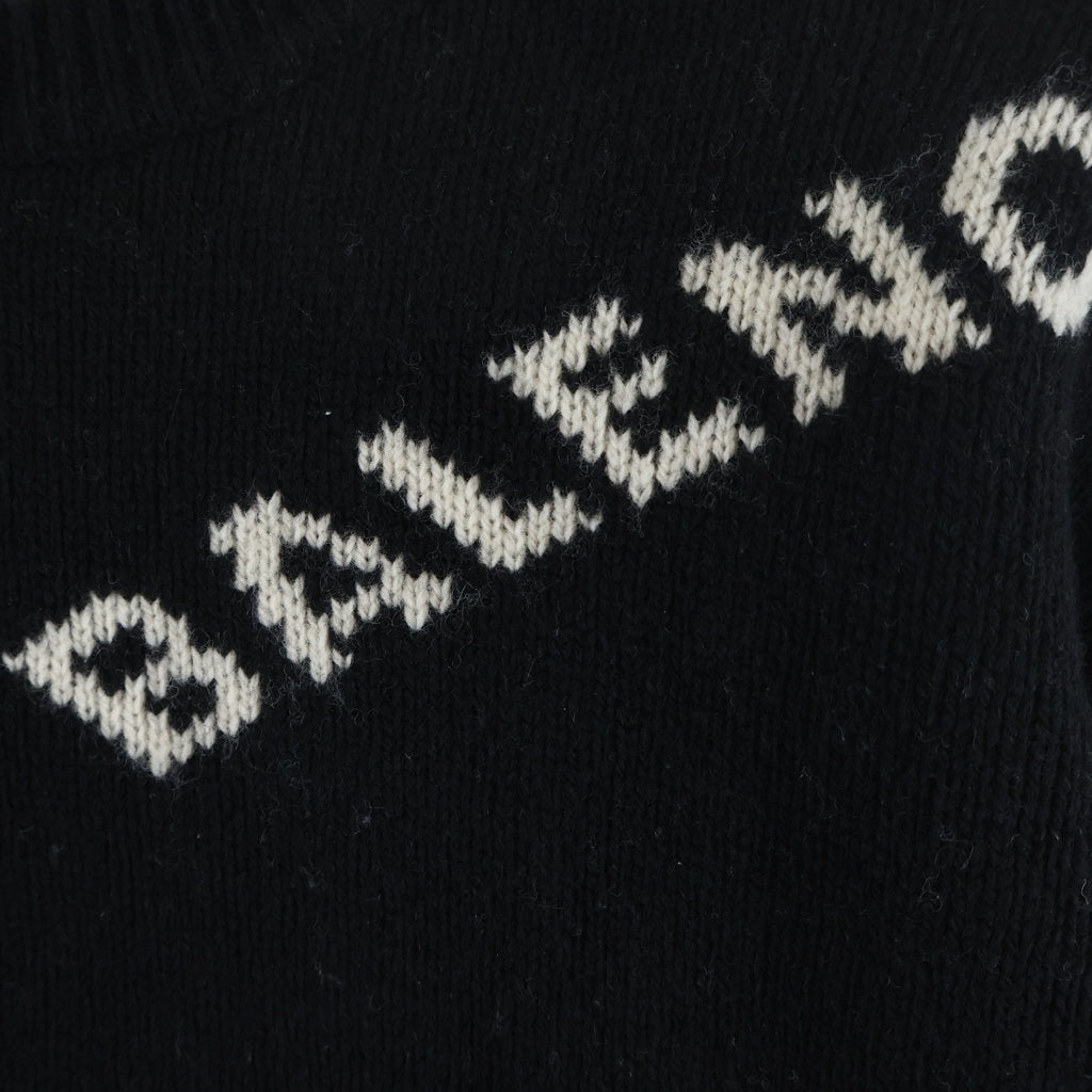 BALENCIAGA(バレンシアガ) オールオーバーロゴ ジャガード ウール 長袖ニット セーター ブラック 534418 レディース