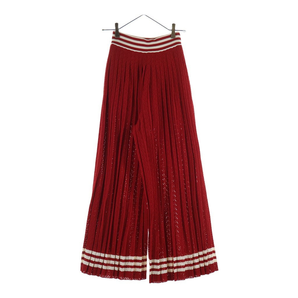 GUCCI(グッチ) ×adidas アディダス ビスコースコットン編み プリーツワイドパンツ レッド 705767 レディース
