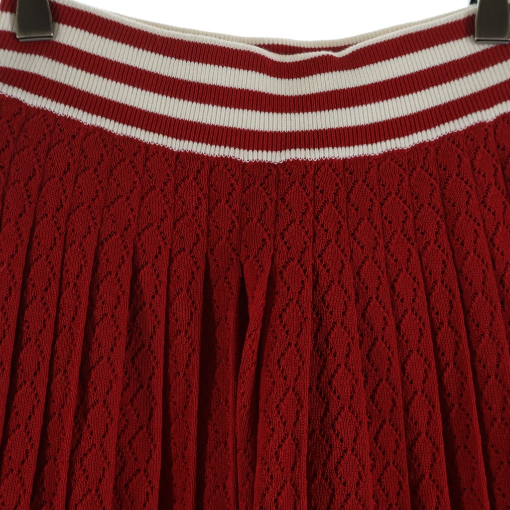 GUCCI(グッチ) ×adidas アディダス ビスコースコットン編み プリーツワイドパンツ レッド 705767 レディース