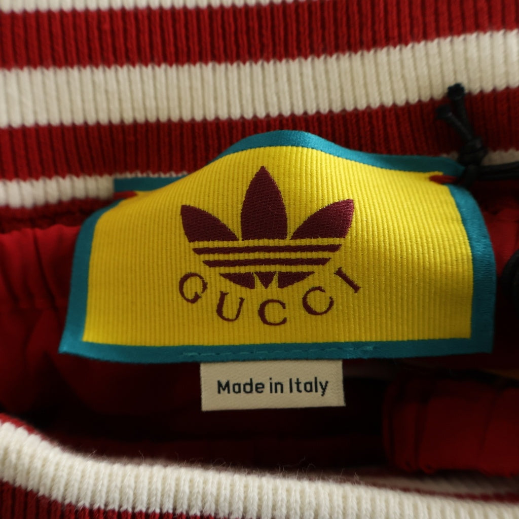 GUCCI(グッチ) ×adidas アディダス ビスコースコットン編み プリーツワイドパンツ レッド 705767 レディース