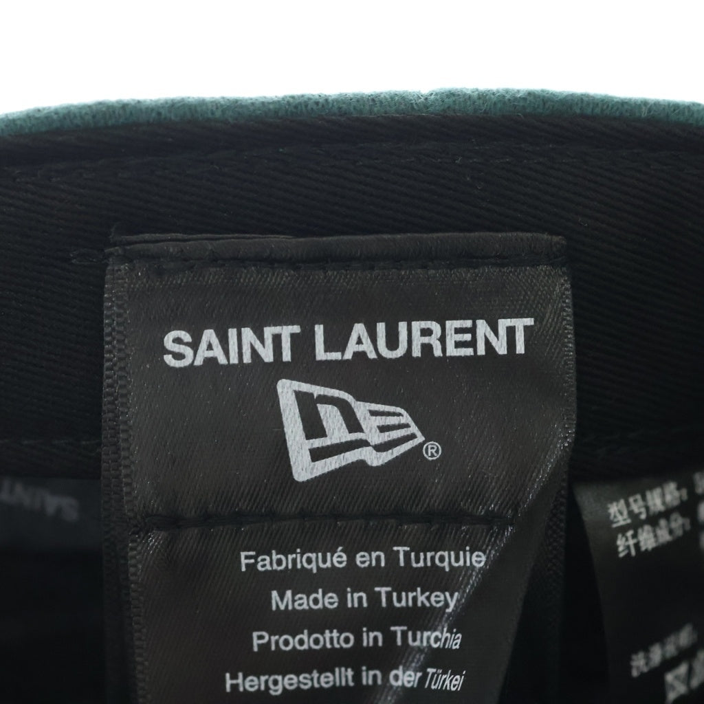 YVES SAINT LAURENT(イヴサンローラン) ×NEW ERA ニューエラ ロゴ ベースボールキャップ 帽子 コットン グリーン 754824