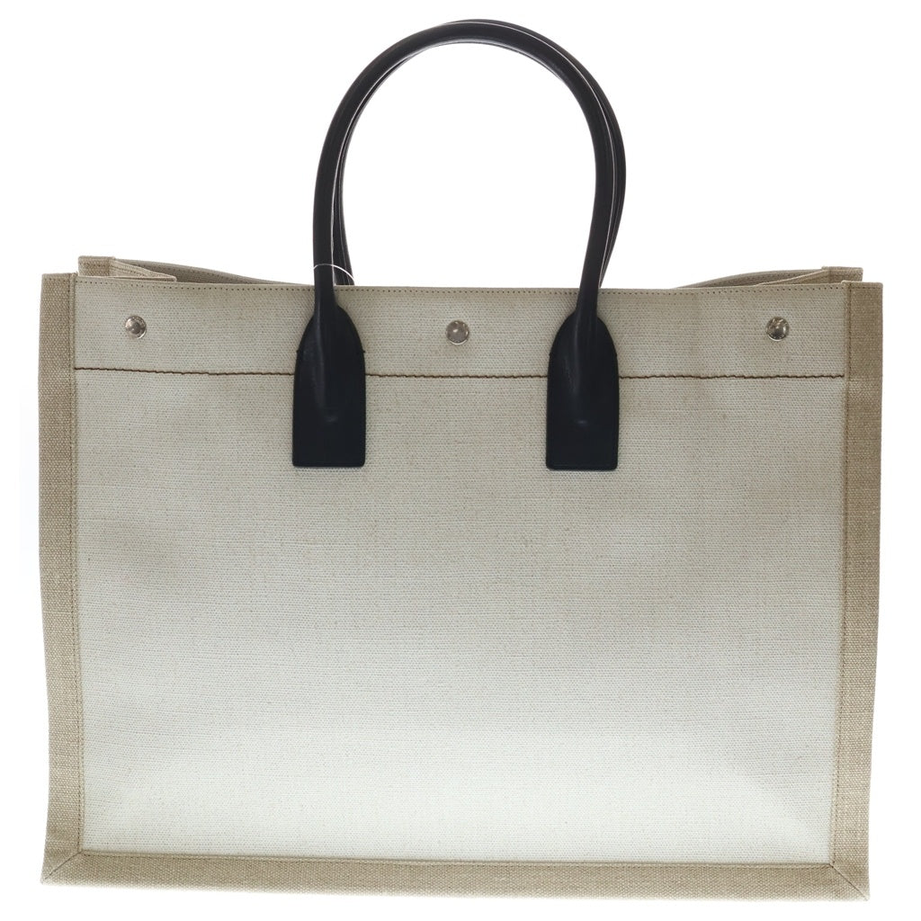 SAINT LAURENT PARIS(サンローランパリ) リヴゴーシュ トートバッグ キャンバス レザー ロゴ ホワイト/ブラック/ベージュ 509415 レディース