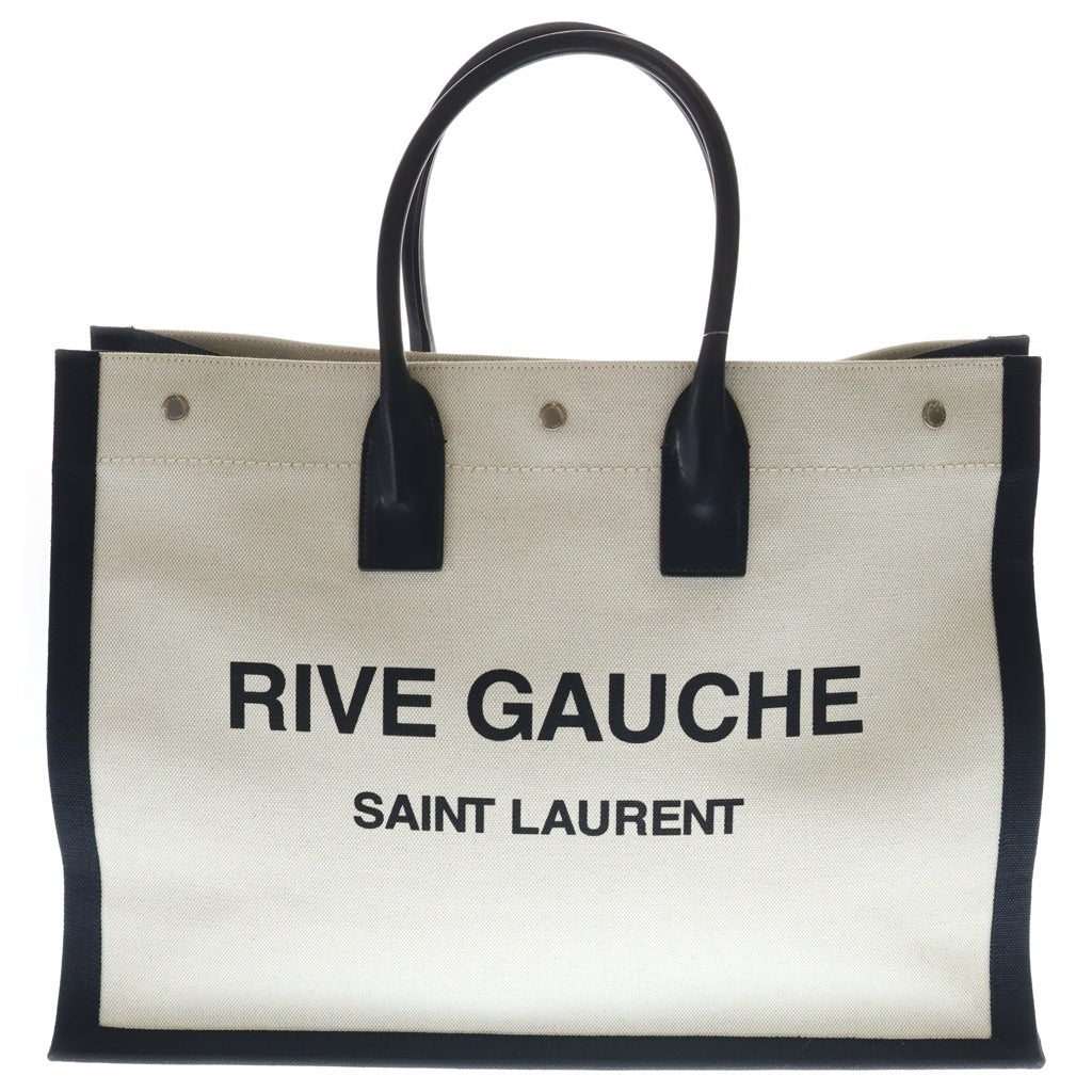 SAINT LAURENT PARIS(サンローランパリ) リヴゴーシュ トートバッグ キャンバス レザー ロゴ ホワイト/ブラック 509415 レディース