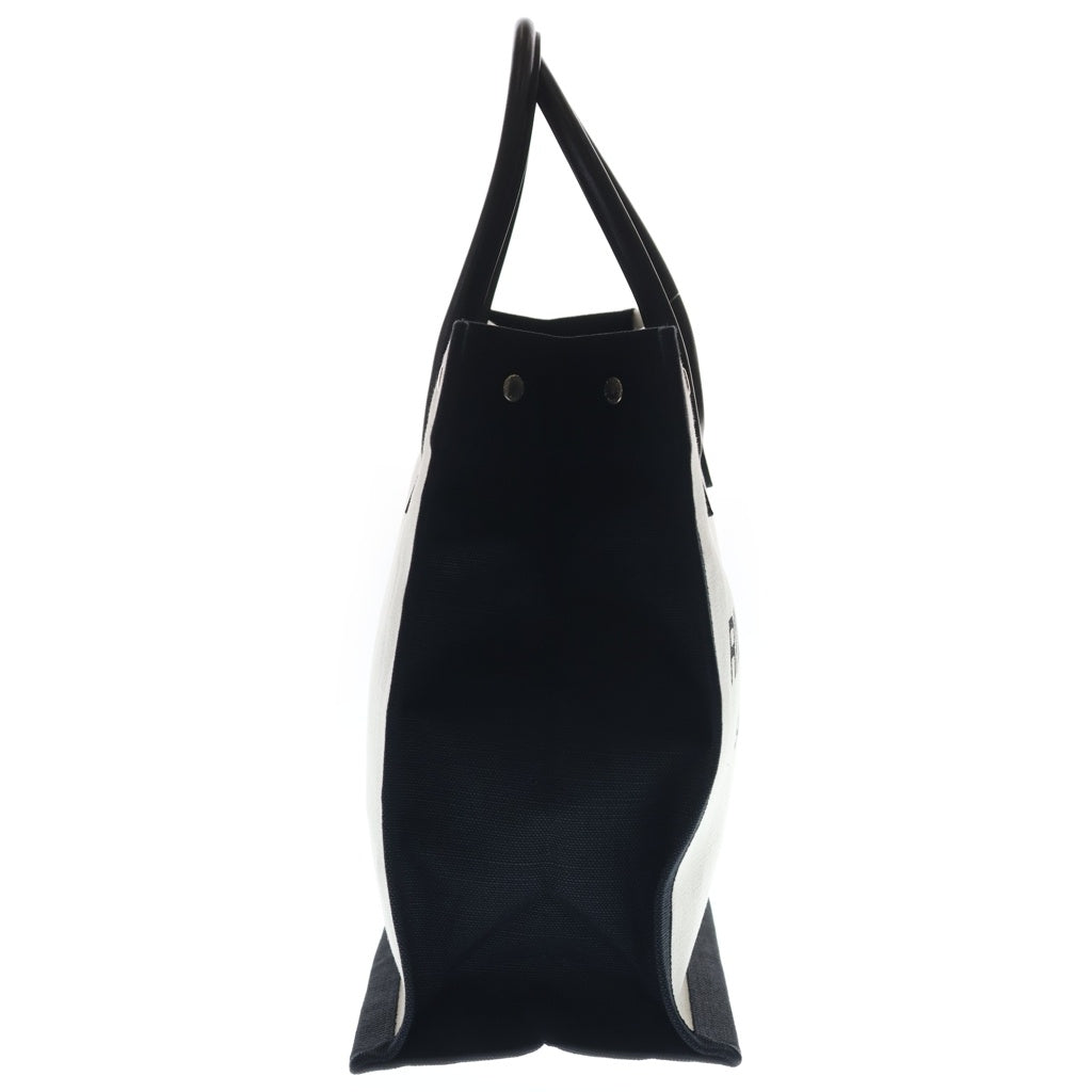 SAINT LAURENT PARIS(サンローランパリ) リヴゴーシュ トートバッグ キャンバス レザー ロゴ ホワイト/ブラック 509415 レディース