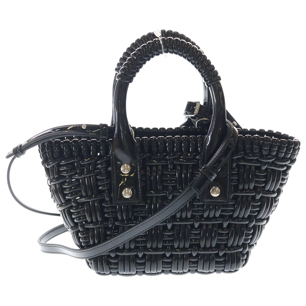 BALENCIAGA(バレンシアガ) ビストロXXS パテント エナメル 2WAY ハンドバッグ ショルダーバッグ かごバッグ 678028 ブラック レディース