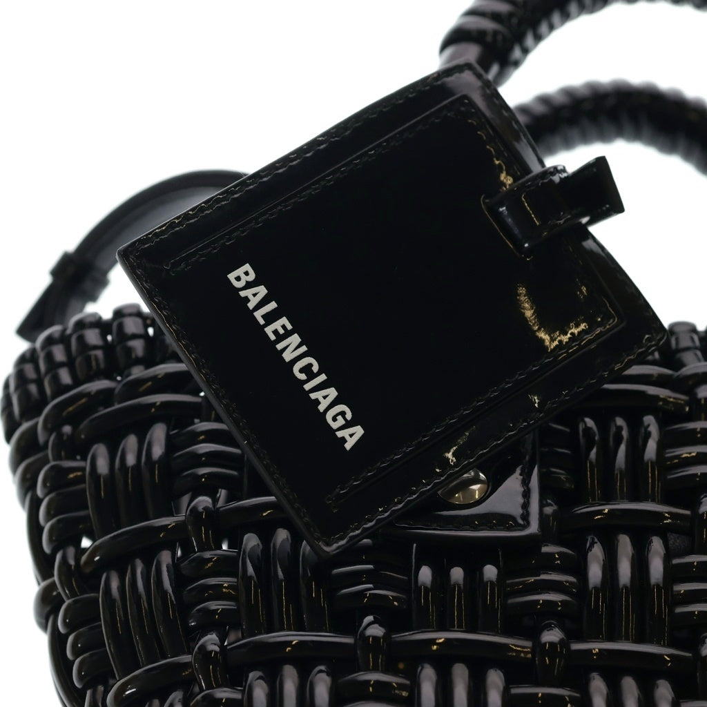 BALENCIAGA(バレンシアガ) ビストロXXS パテント エナメル 2WAY ハンドバッグ ショルダーバッグ かごバッグ 678028 ブラック レディース