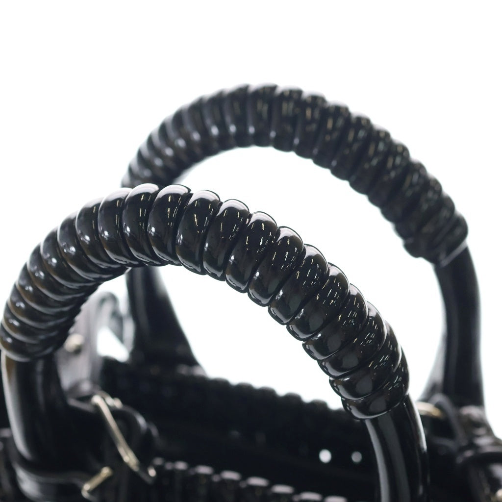 BALENCIAGA(バレンシアガ) ビストロXXS パテント エナメル 2WAY ハンドバッグ ショルダーバッグ かごバッグ 678028 ブラック レディース