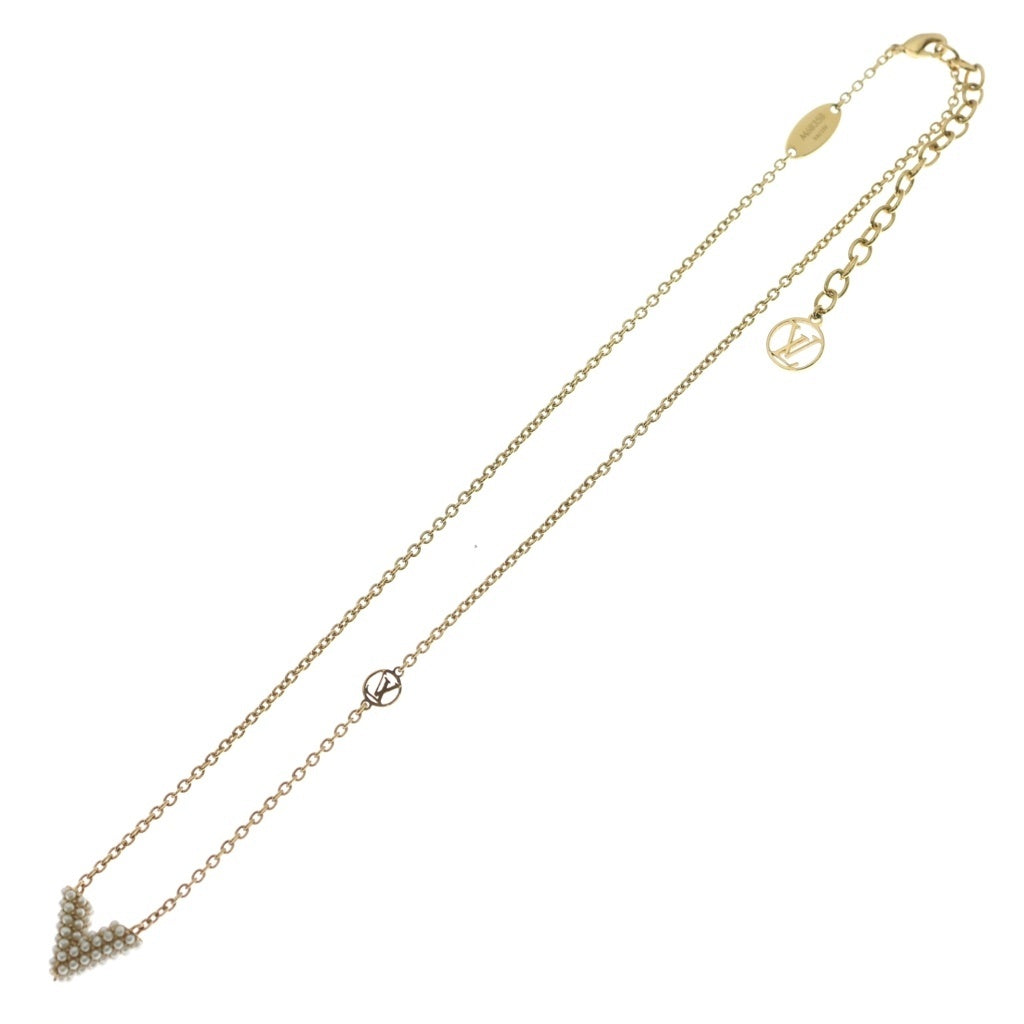 LOUIS VUITTON(ルイヴィトン) コリエ エセンシャルV ペルル パール ネックレス ペンダント チェーン ゴールド GP M68358 レディース