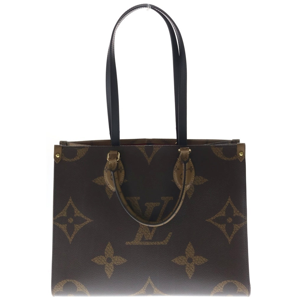 LOUIS VUITTON(ルイヴィトン) モノグラムジャイアントリバース オンザゴーMM ハンドバッグ トートバッグ ブラウン レザー M45321 ゴールド金具 レディース
