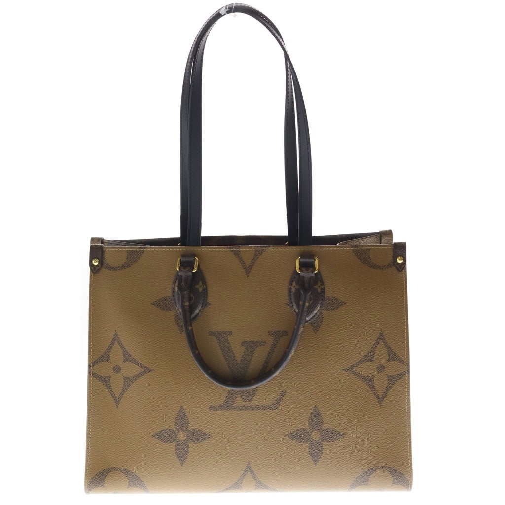 LOUIS VUITTON(ルイヴィトン) モノグラムジャイアントリバース オンザゴーMM ハンドバッグ トートバッグ ブラウン レザー M45321 ゴールド金具 レディース
