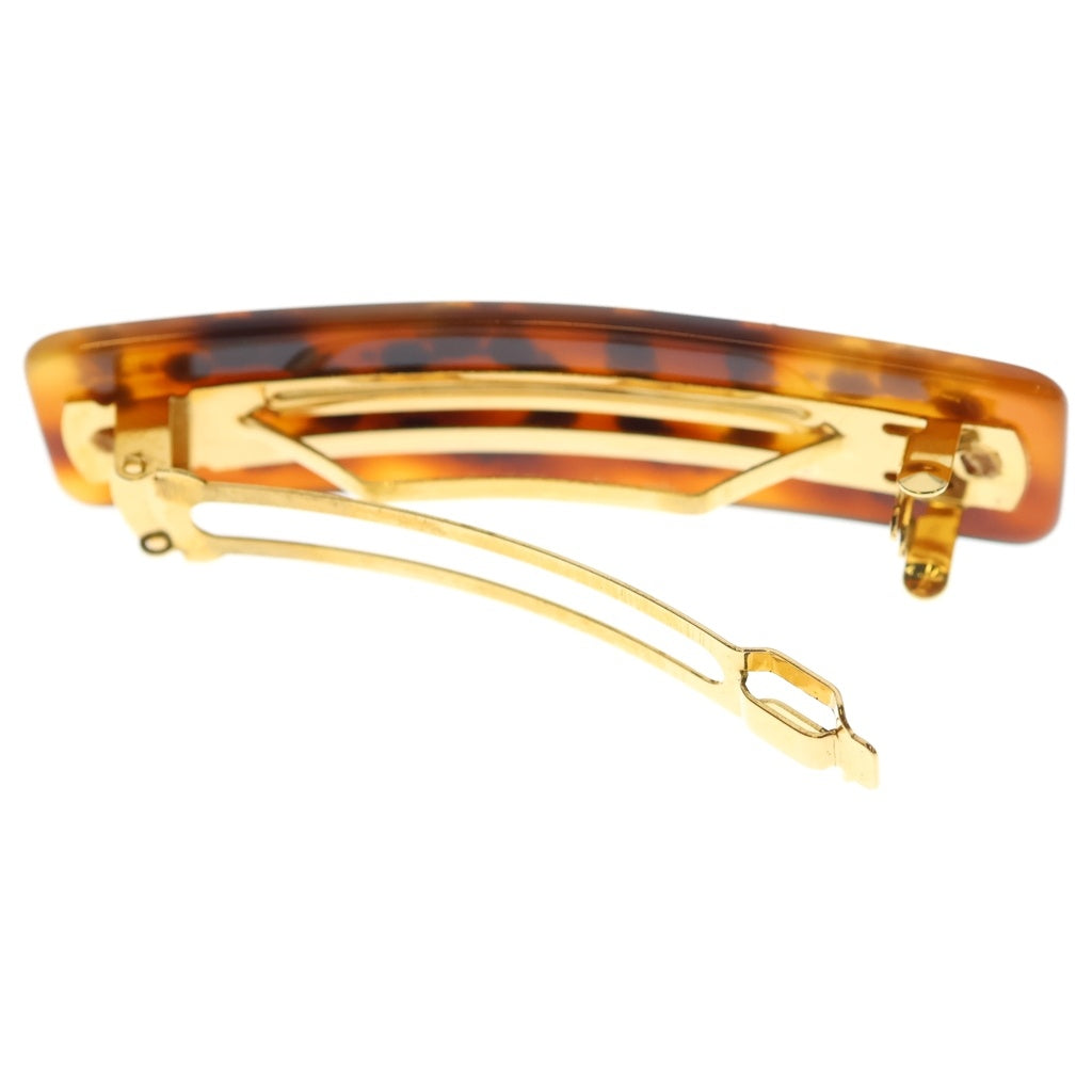 GUCCI(グッチ) ロゴ ラインストーン シングルバレッタ ヘアクリップ ブラウン ゴールド金具 レディース