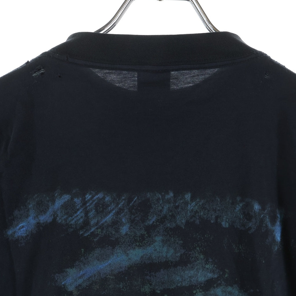 BALENCIAGA(バレンシアガ) DIY インプリント クロップド Tシャツ コットン ウォッシュ加工 ヴィンテージ加工 長袖 カットソー ブラック 783399TSVB4