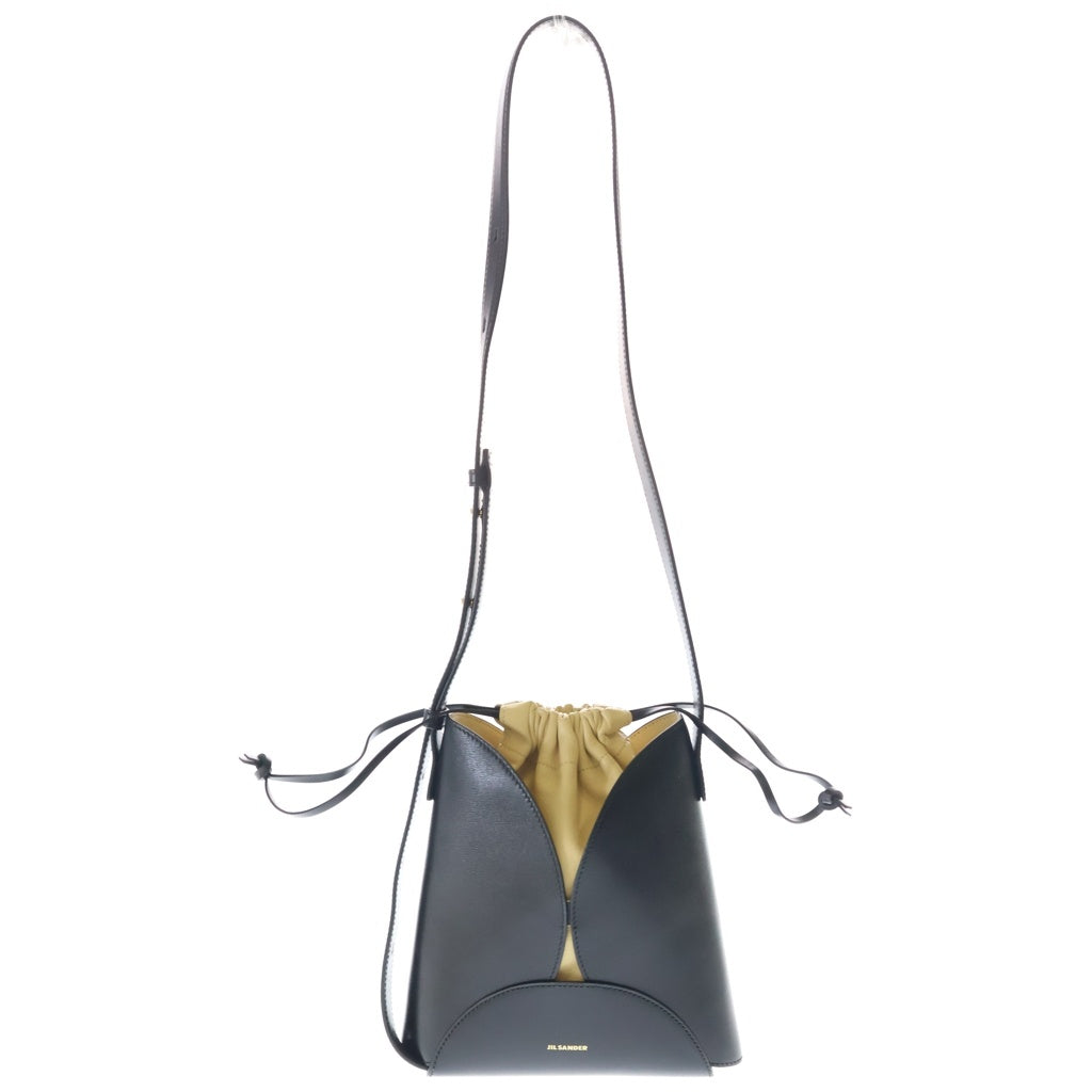 JIL SANDER(ジルサンダー) 巾着バッグ ショルダーバッグ ブラック レザー ゴールド金具 レディース