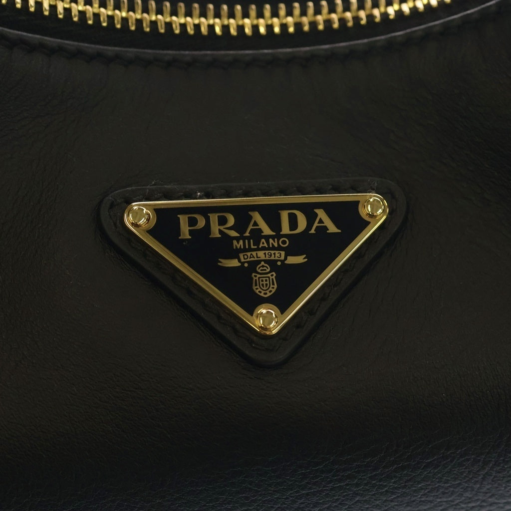 PRADA(プラダ) トライアングルロゴ ショルダーバッグ ハンドバッグ ブラック レザー 1BC231 ゴールド金具 レディース