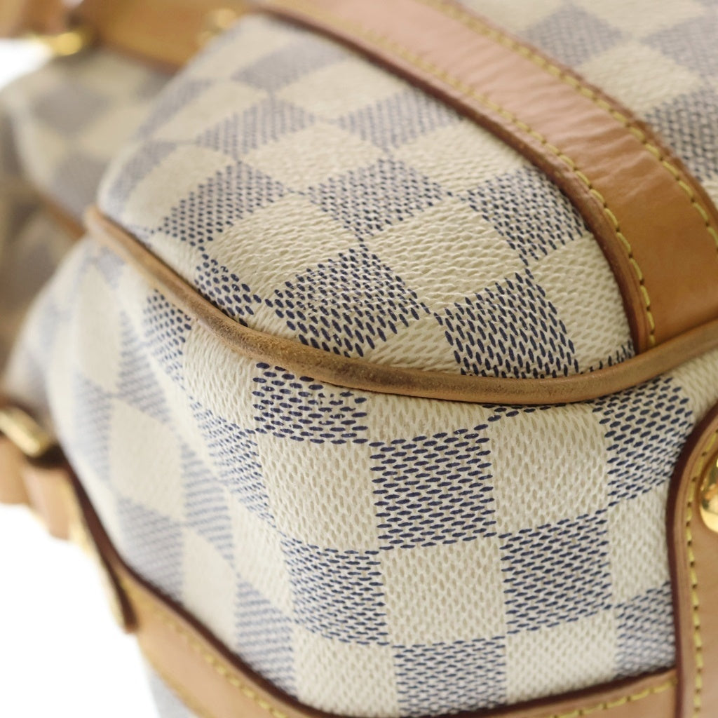 LOUIS VUITTON(ルイヴィトン) ダミエアズール ストレーザGM ハンドバッグ アイボリー×ブラウン レザー×PVC N42221 ゴールド金具 レディース
