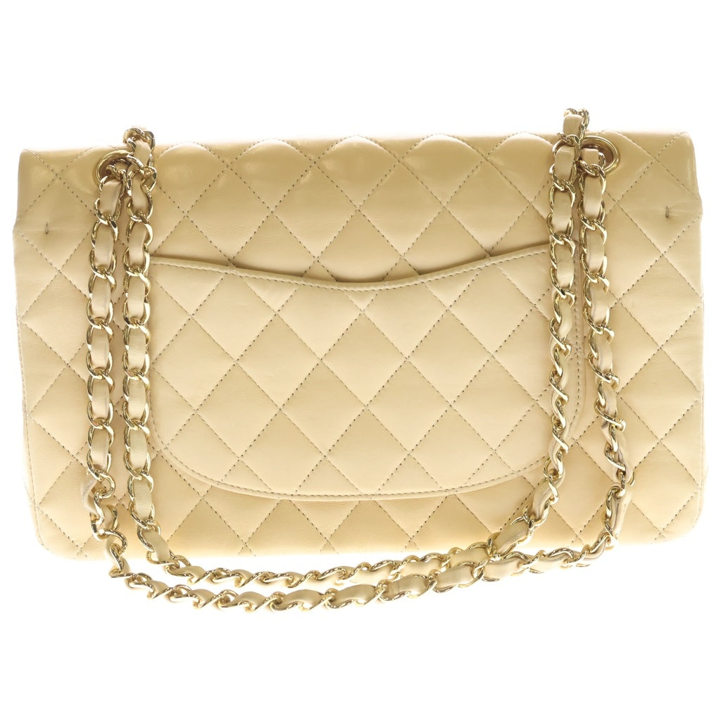 CHANEL(シャネル) マトラッセ25 ラムスキン ゴールド金具 ダブルフラップ ダブルチェーンショルダーバッグ ベージュ レディース