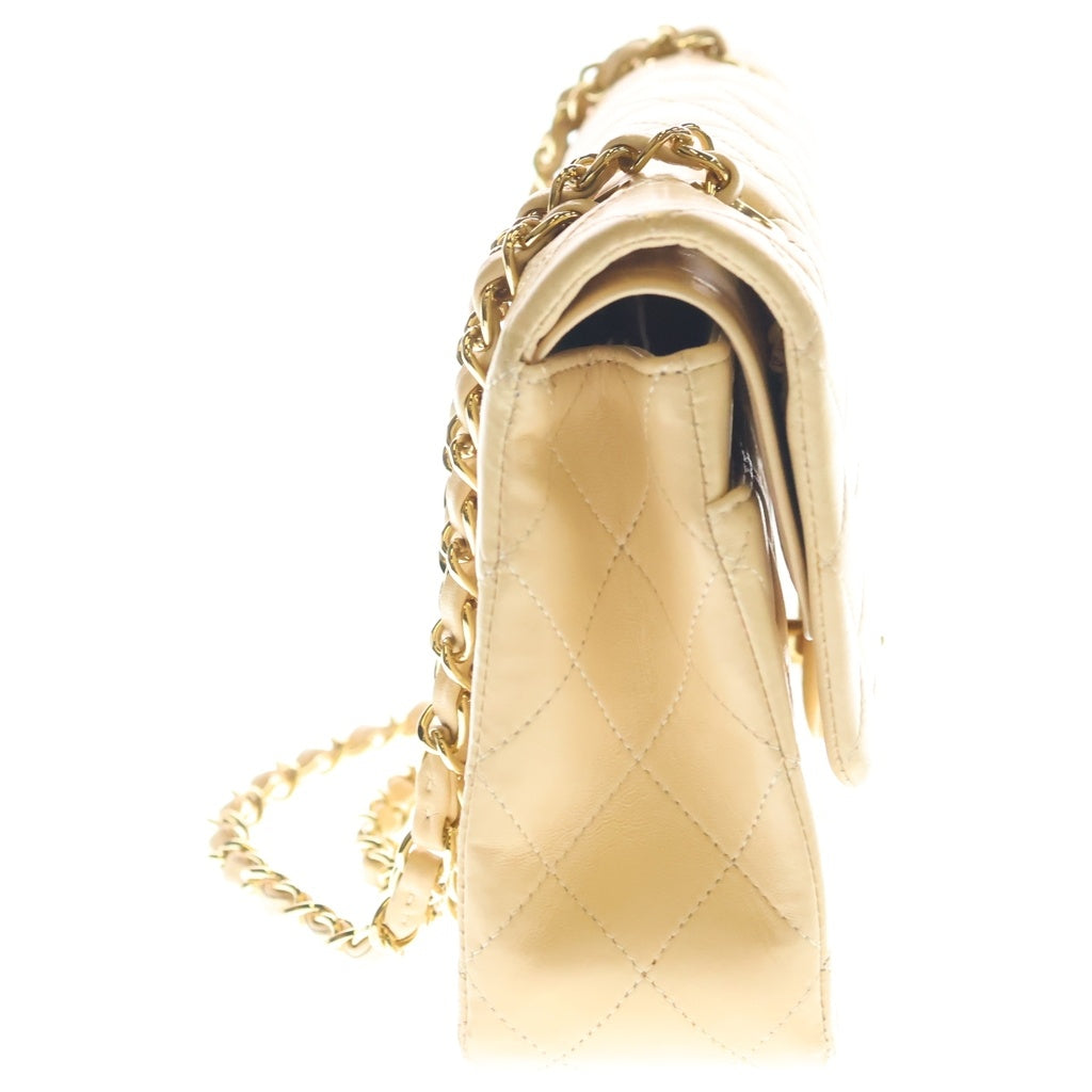 CHANEL(シャネル) マトラッセ25 ラムスキン ゴールド金具 ダブルフラップ ダブルチェーンショルダーバッグ ベージュ レディース