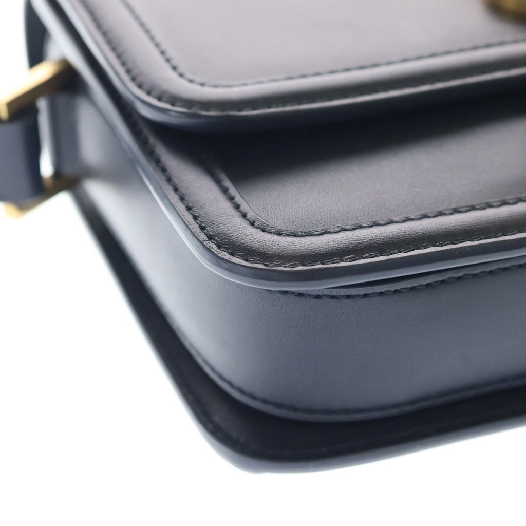 SAINT LAURENT PARIS(サンローランパリ) ソルフェリーノ カサンドラロゴ レザー ショルダーバッグ ゴールド金具 ネイビー 634306 レディース