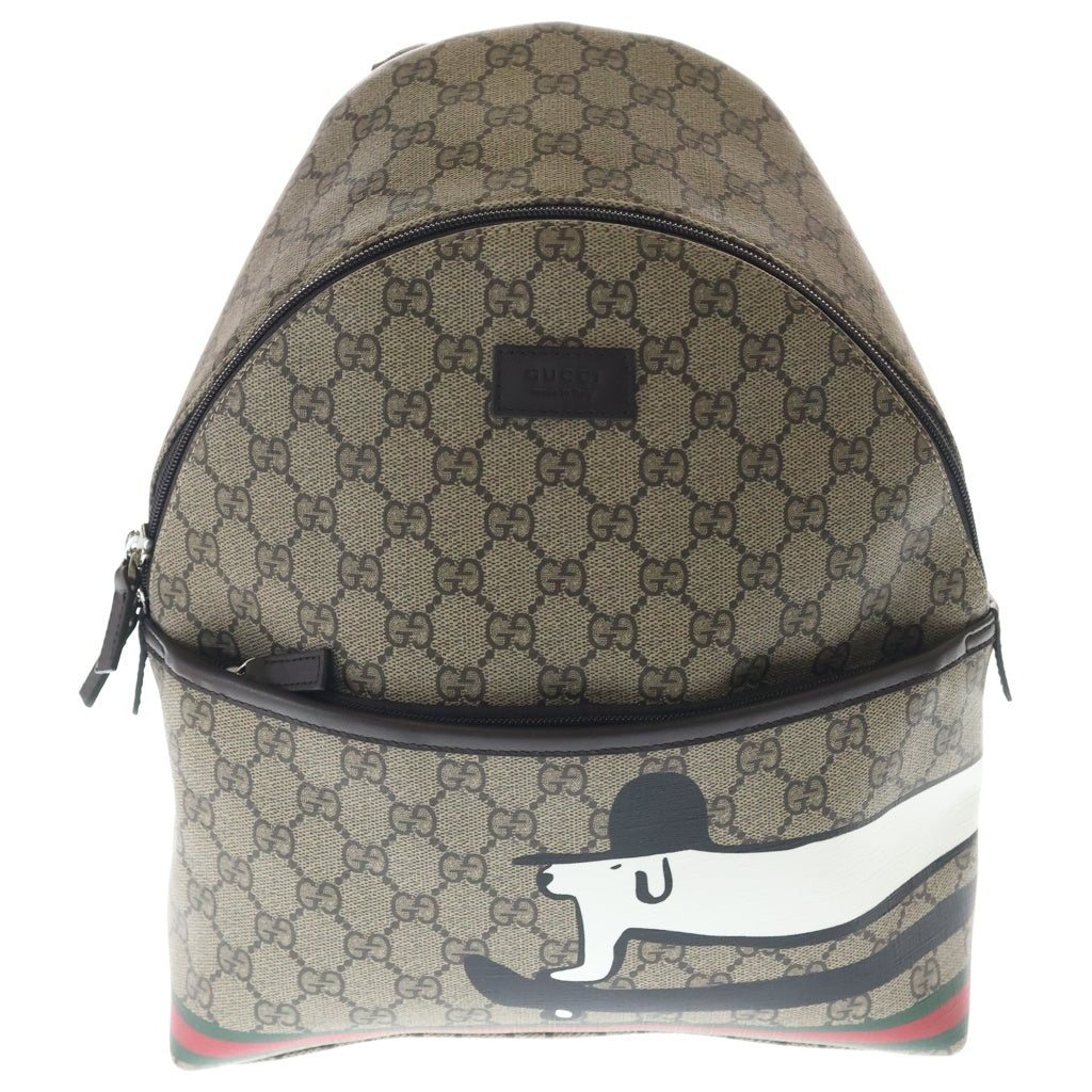 GUCCI(グッチ) チルドレンズ GGスプリーム ドッグ 犬 リュックサック バックパック ブラウン×ベージュ PVC×レザー 782708 レディース