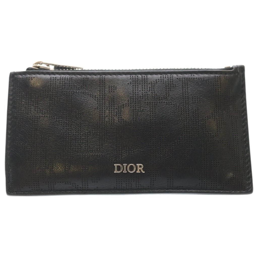 Christian Dior(クリスチャンディオール) オブリーク ギャラクシー フラグメントケース カードケース 小物入れ ブラック レザー シルバー金具 レディース