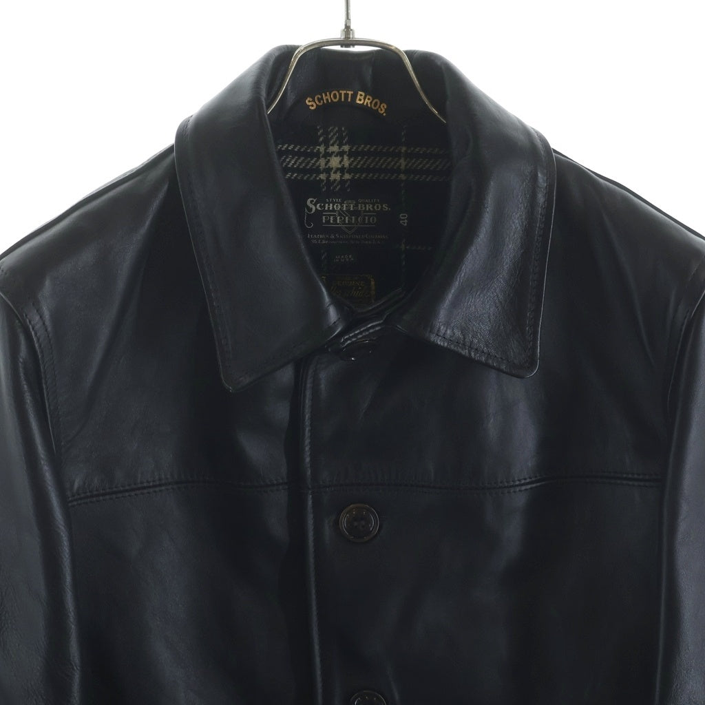 SCHOTT(ショット) カーコート レザージャケット ブラック 馬革×ウール #40 633SJH