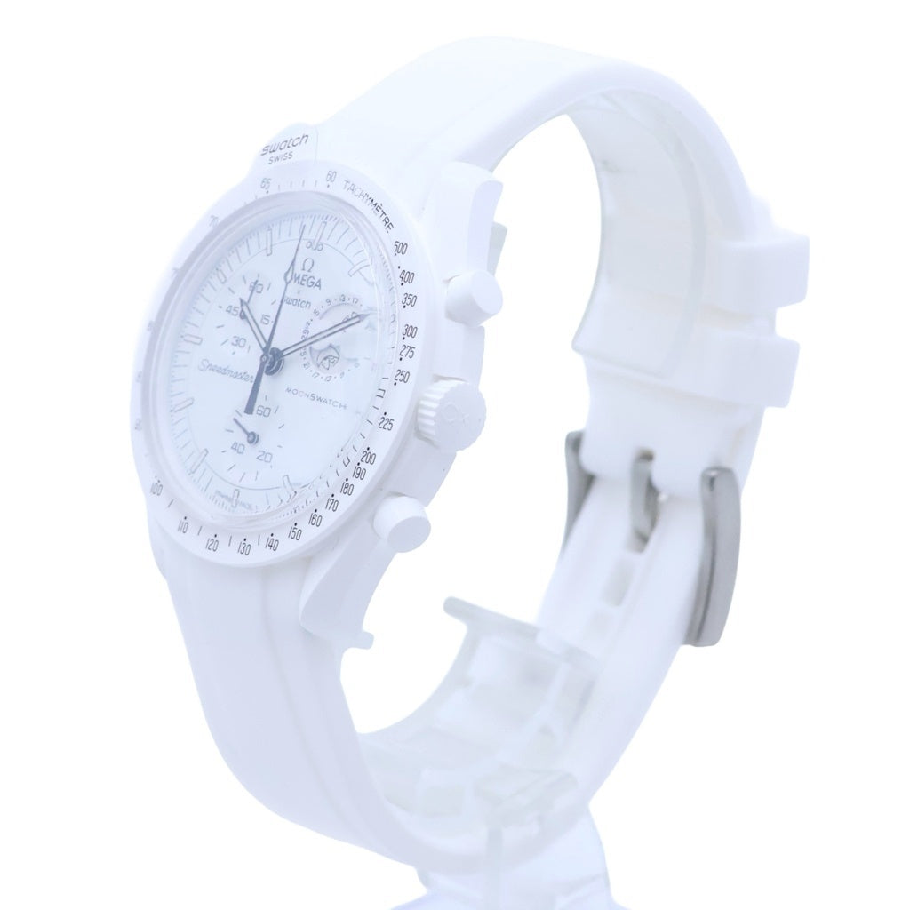 OMEGA(オメガ) ×SWATCH ミッション トゥザ ムーンフェイズ スヌーピー 白文字盤 CE×ラバー/QZ クォーツ 腕時計 S033W700