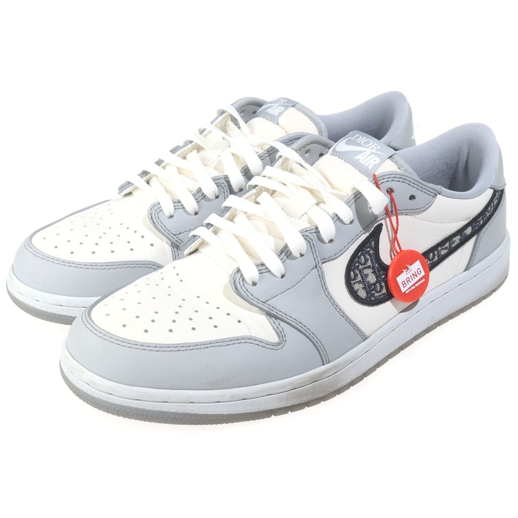 Christian Dior(クリスチャンディオール) ×DIOR AIR JORDAN 1 LOW OG ディオール エアジョーダン 1 オブリーク ローカットスニーカー グレー/ホワイト US10/28cm CN8608-002