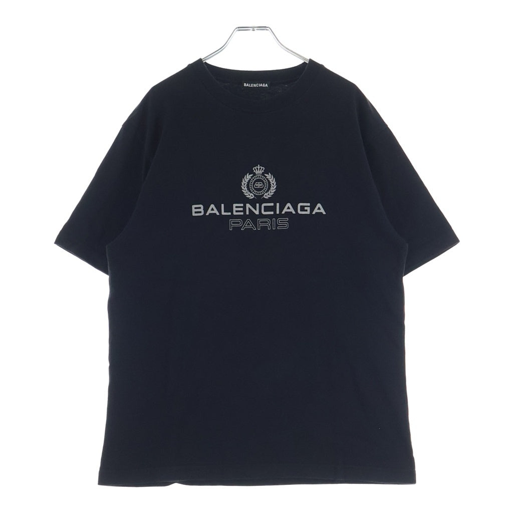 BALENCIAGA(バレンシアガ) フロントロゴプリント 半袖Tシャツ カットソー コットン ブラック 594579 TGV60 1000