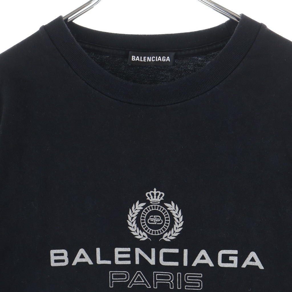 BALENCIAGA(バレンシアガ) フロントロゴプリント 半袖Tシャツ カットソー コットン ブラック 594579 TGV60 1000