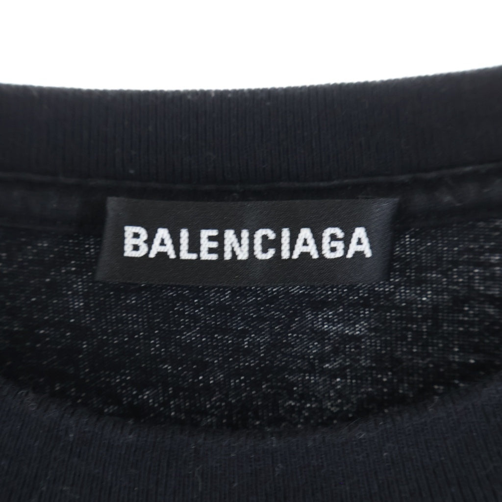 BALENCIAGA(バレンシアガ) フロントロゴプリント 半袖Tシャツ カットソー コットン ブラック 594579 TGV60 1000