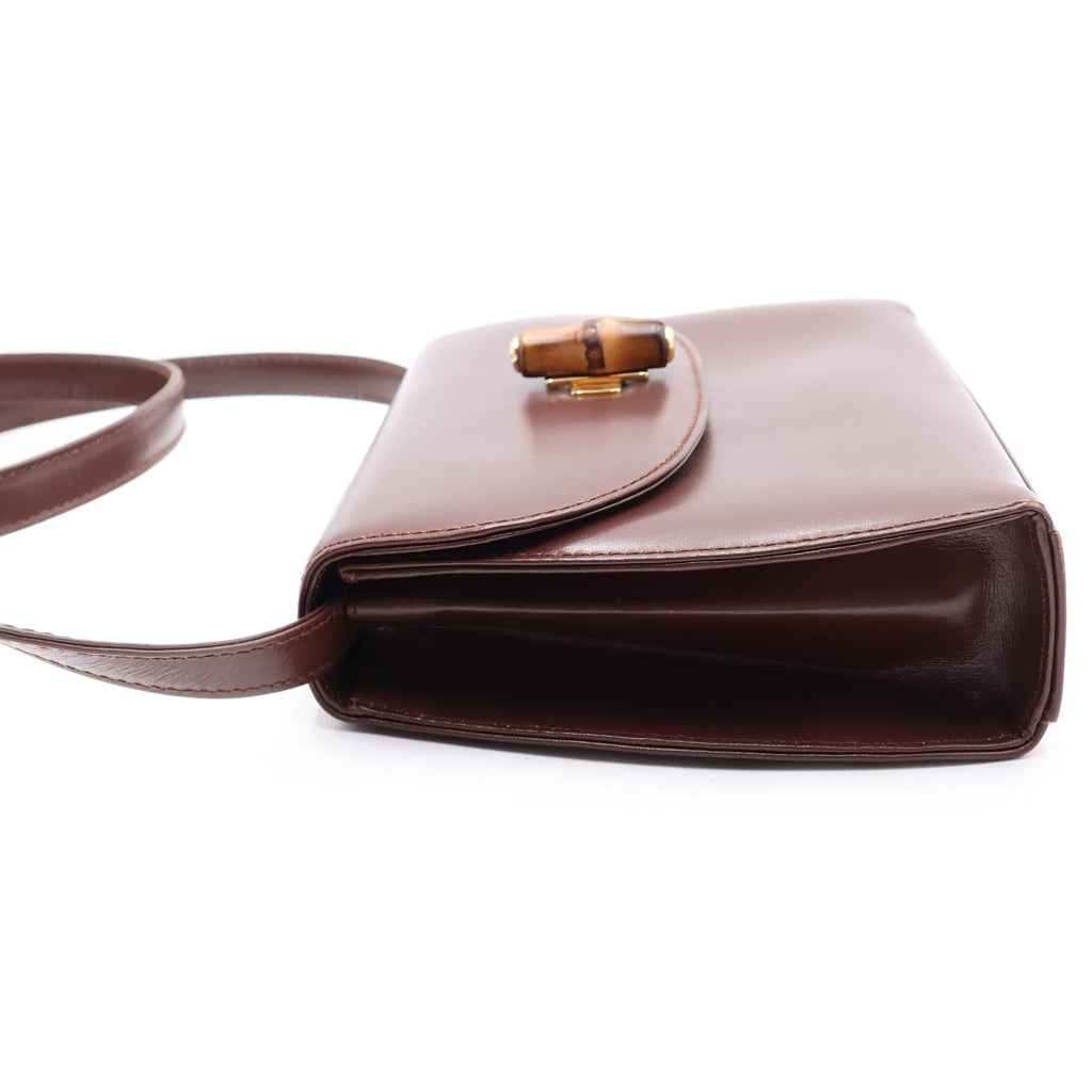 GUCCI(グッチ) バンブー ターンロック ショルダーバック ブラウン レザー レディース