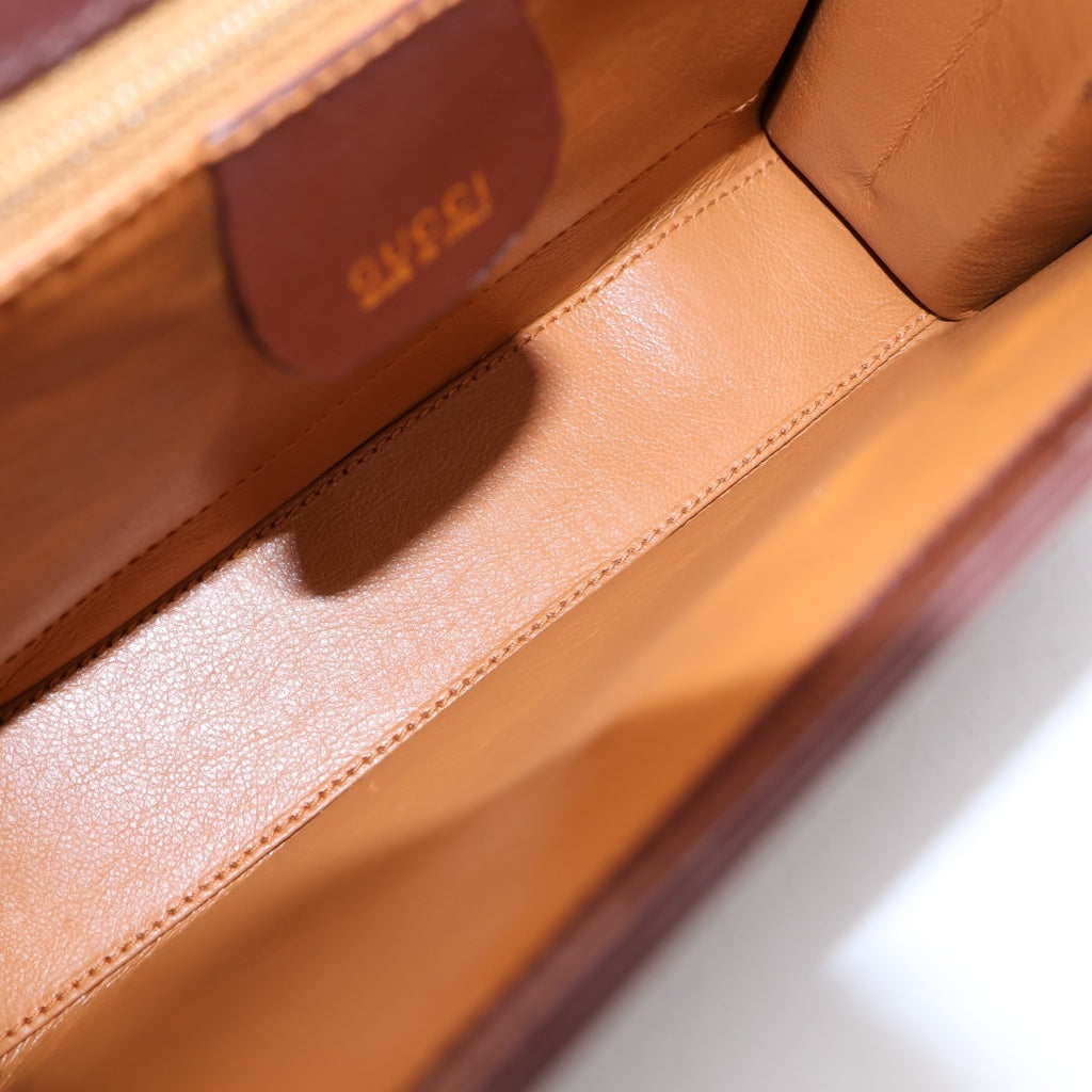 GUCCI(グッチ) バンブー ターンロック ショルダーバック ブラウン レザー レディース