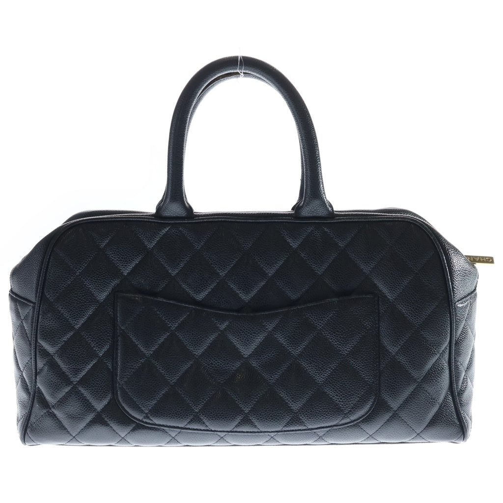 CHANEL(シャネル) マトラッセ ココマーク ミニボストンバッグ ハンドバッグ ブラック キャビアスキン ゴールド金具 レディース