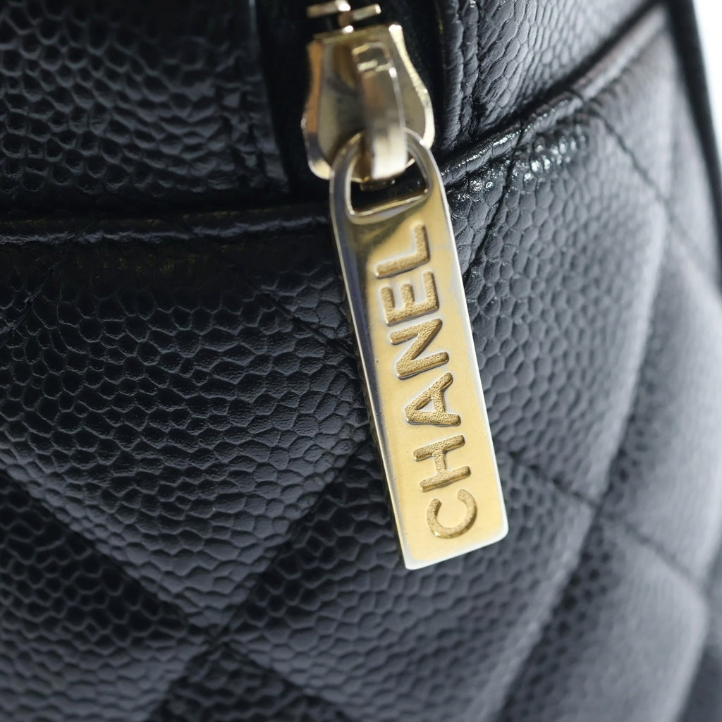 CHANEL(シャネル) マトラッセ ココマーク ミニボストンバッグ ハンドバッグ ブラック キャビアスキン ゴールド金具 レディース