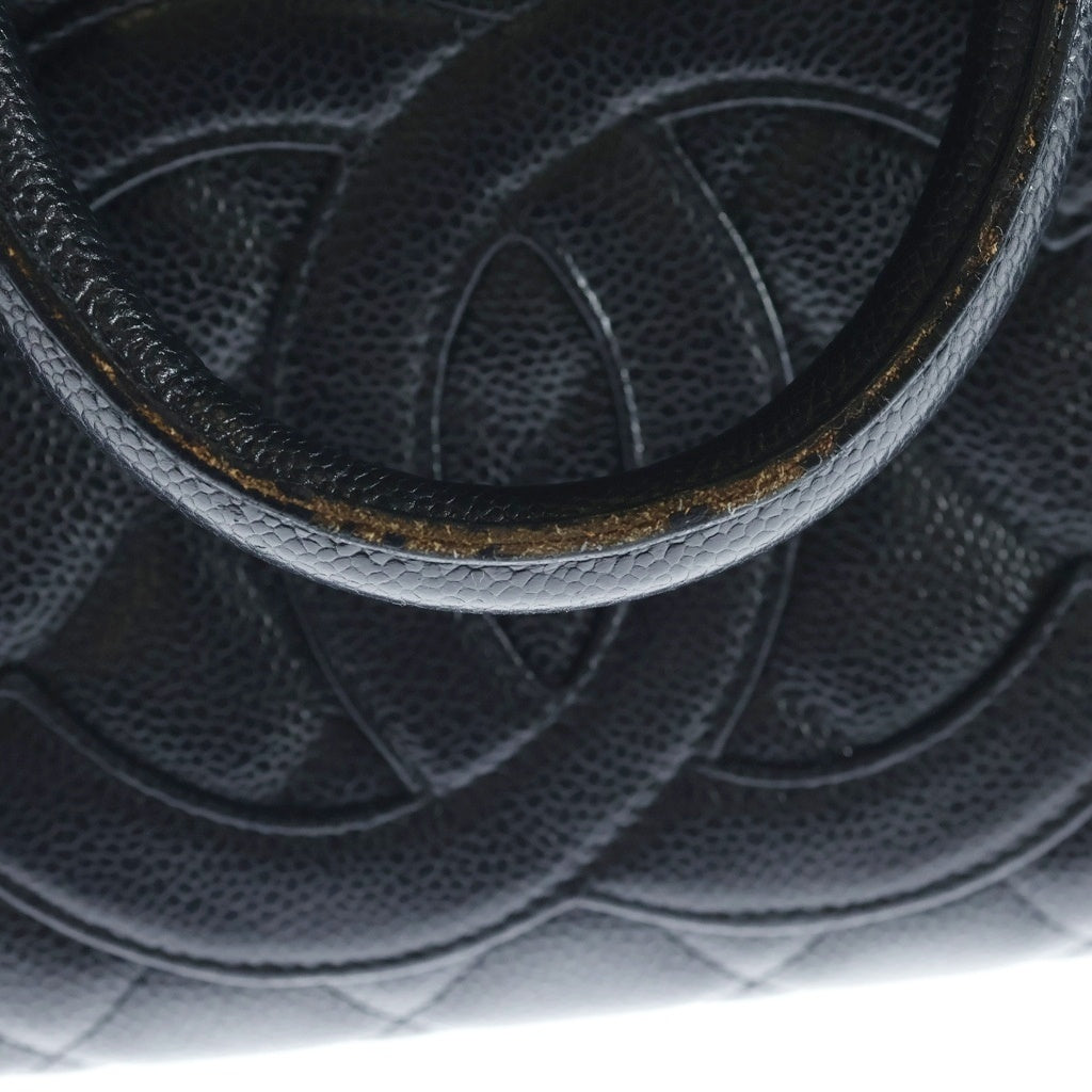 CHANEL(シャネル) マトラッセ ココマーク ミニボストンバッグ ハンドバッグ ブラック キャビアスキン ゴールド金具 レディース