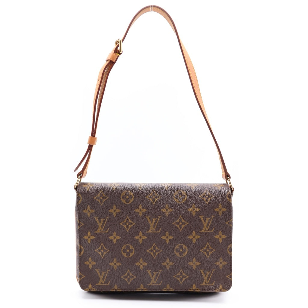 LOUIS VUITTON(ルイヴィトン) モノグラム ミュゼットタンゴ ショルダーバッグ ブラウン レザー×PVC M51257 ゴールド金具 レディース