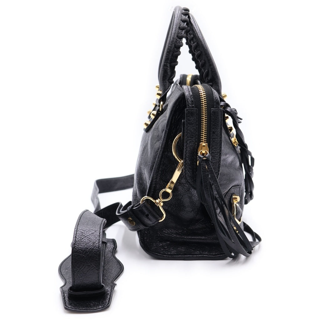 BALENCIAGA(バレンシアガ) クラシックシティ 2WAYハンドバッグ ショルダーバッグ ブラック レザー 431621 ゴールド金具 レディース