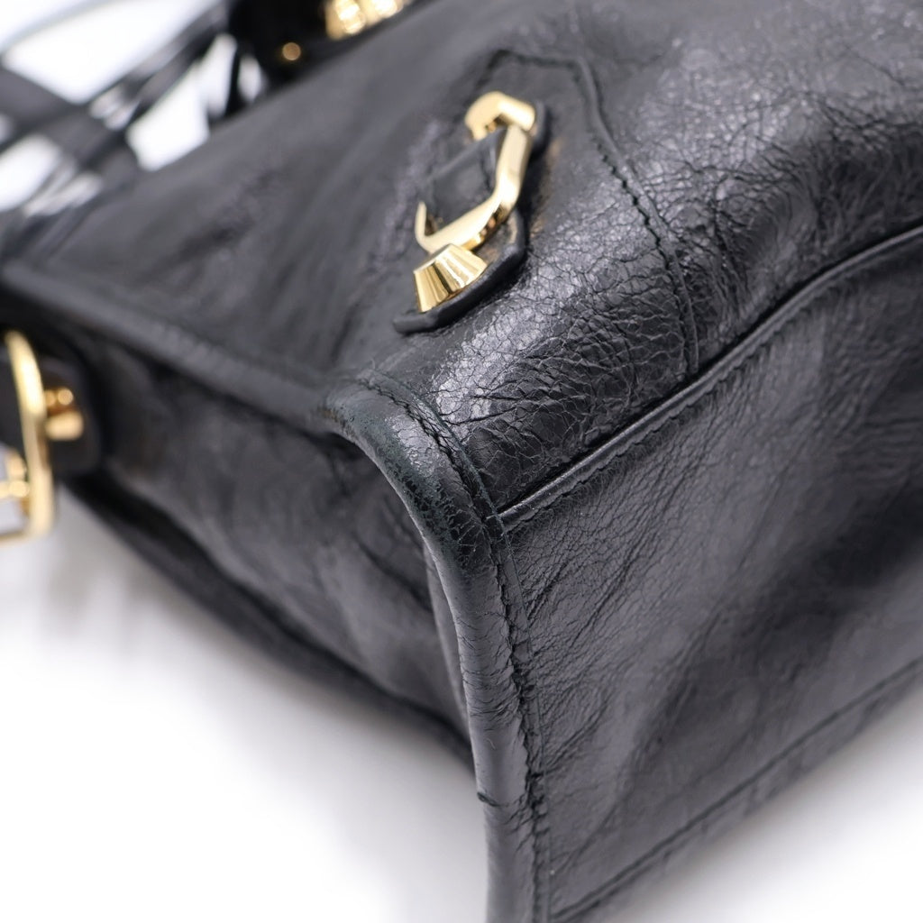 BALENCIAGA(バレンシアガ) クラシックシティ 2WAYハンドバッグ ショルダーバッグ ブラック レザー 431621 ゴールド金具 レディース