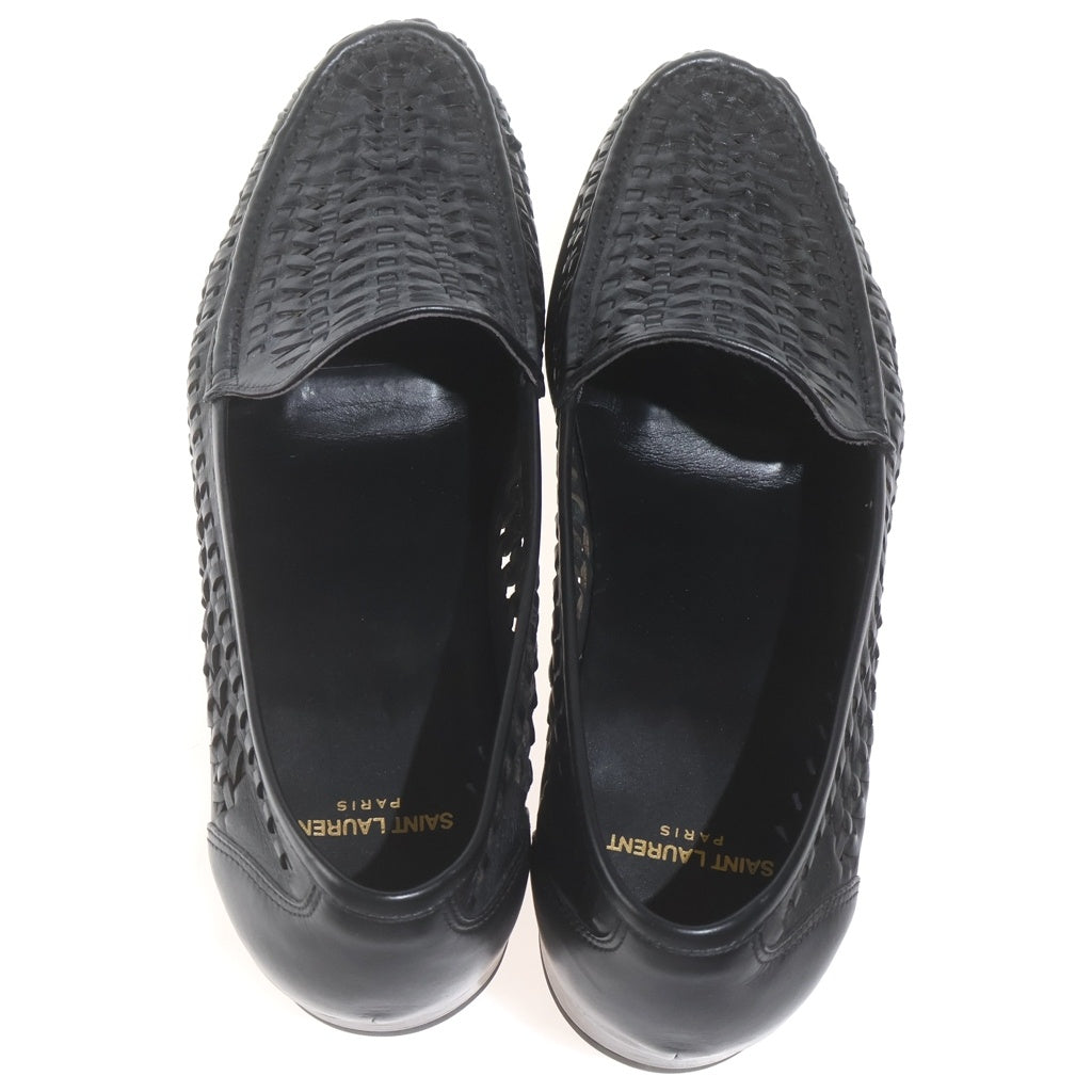 SAINT LAURENT PARIS(サンローランパリ) 編み込みメッシュローファー レザー シューズ ブラック 649028