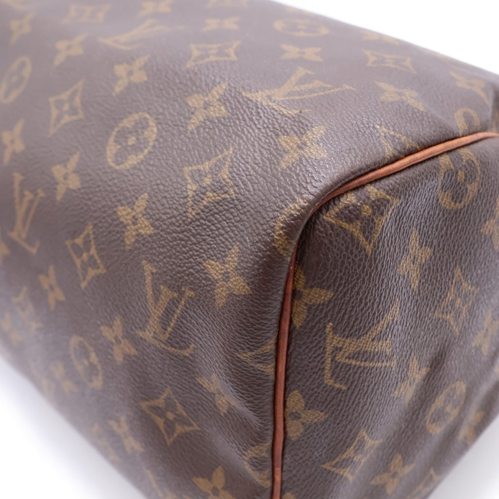 LOUIS VUITTON(ルイヴィトン) モノグラム スピーディ30 ハンドバッグ ボストンバッグ ブラウン レザー×PVC M41526 ゴールド金具 レディース