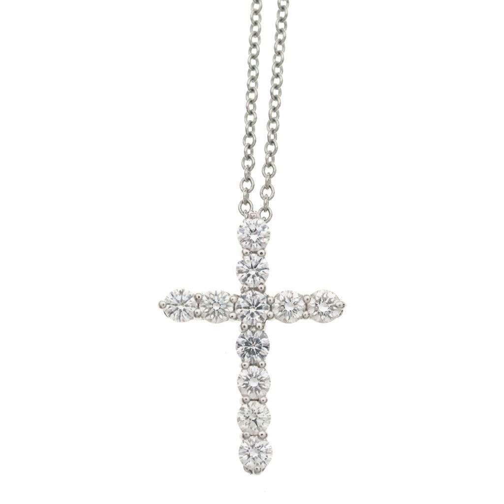 TIFFANY & Co.(ティファニー) クロス ミディアム ダイヤモンド 11PD Pt950 ネックレス ペンダント プラチナ レディース
