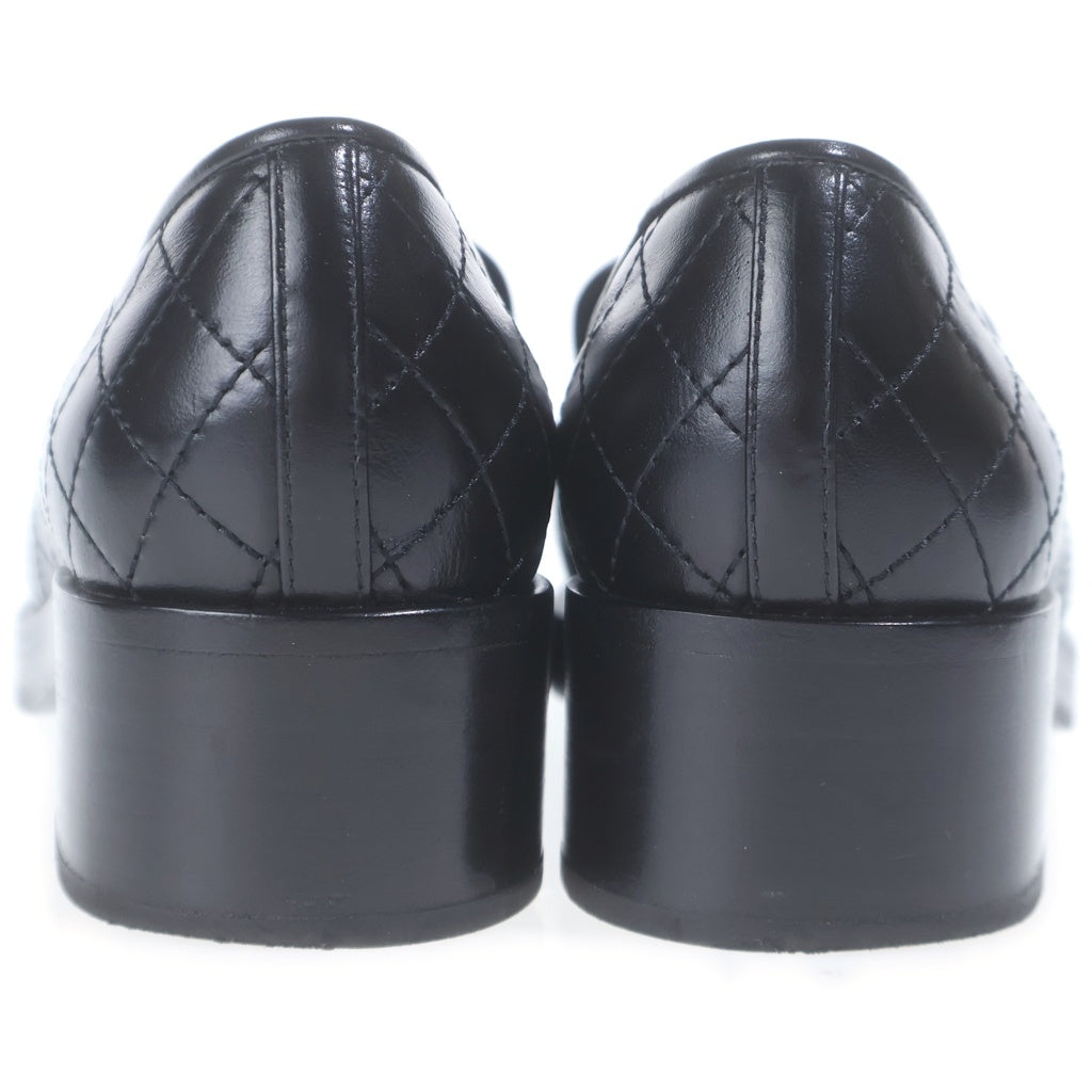 CHANEL(シャネル) ココマーク マトラッセ キルティング コインモチーフ レザー 厚底 ローファー シューズ #37C ブラック G37932 レディース