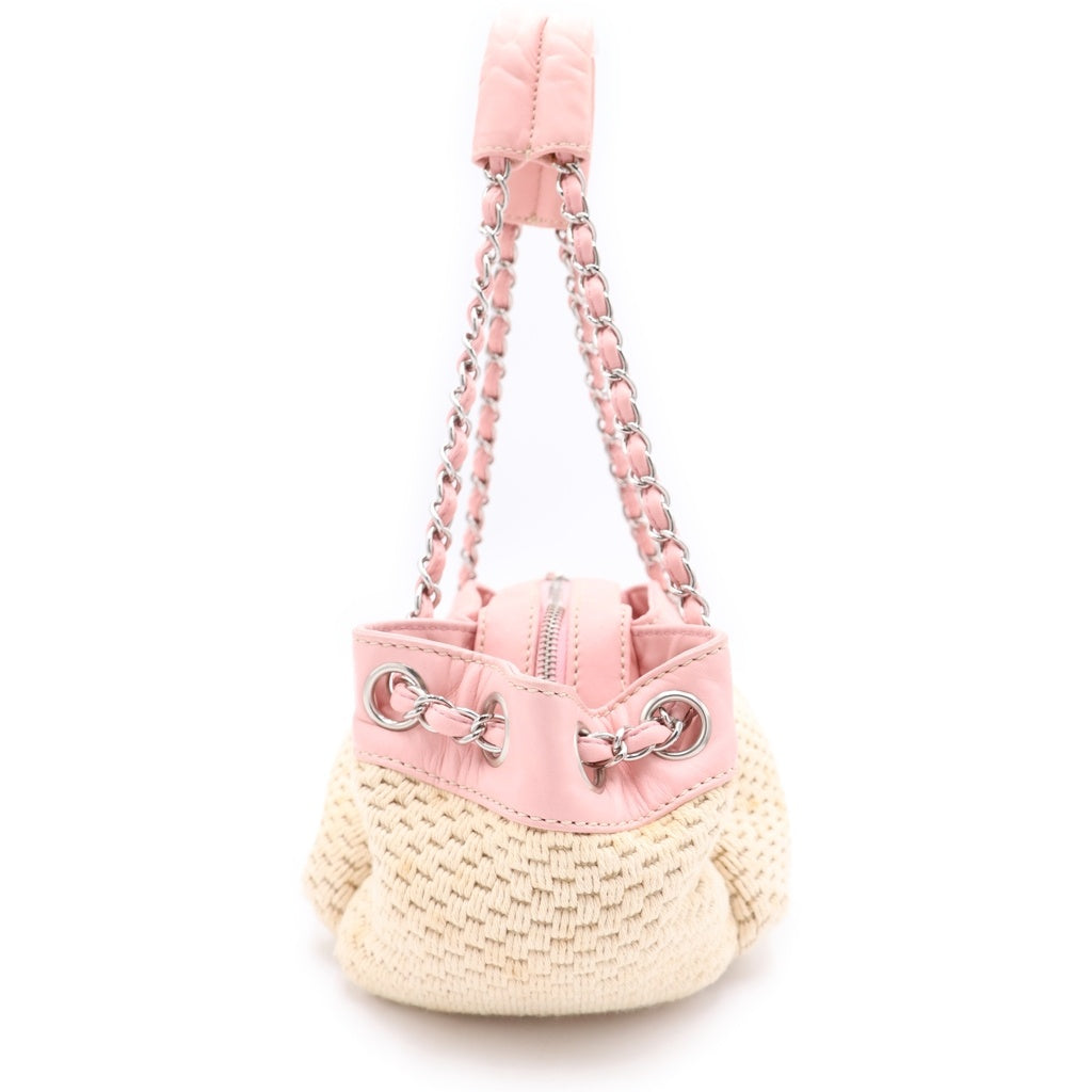 CHANEL(シャネル) LAX アコーディオン ハンドバッグ チェーンバッグ ピンク×ベージュ レザー シルバー金具 レディース