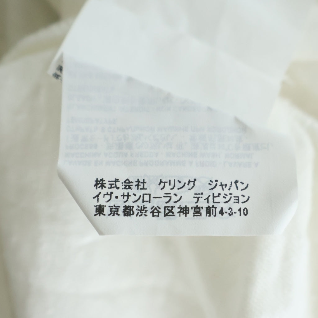 SAINT LAURENT PARIS(サンローランパリ) フロントロゴプリント コットン ラグラン スリーブ 半袖 Tシャツ カットソー ピリング加工 #L ホワイト/グレー 527674 レディース