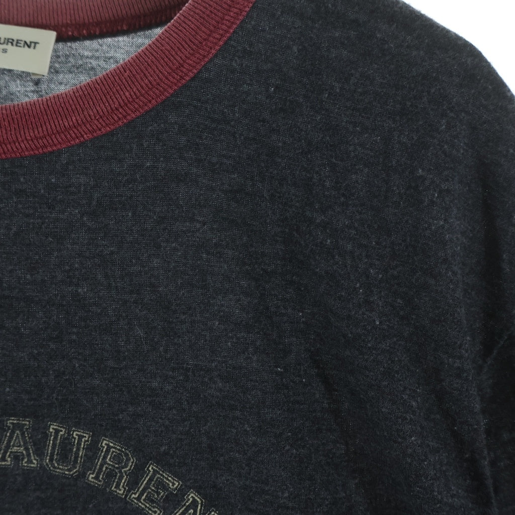 SAINT LAURENT PARIS(サンローランパリ) カレッジロゴプリント コットン×ポリエステル 半袖 Tシャツ カットソー #M グレー 549121 レディース