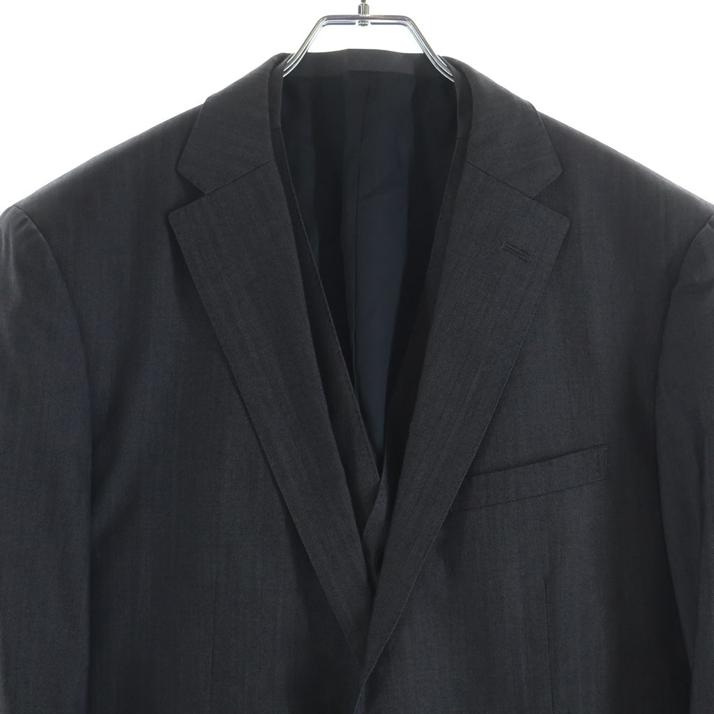 BURBERRY BLACK LABEL(バーバリー ブラックレーベル) ストライプ柄 3ピース セットアップ スーツ 3Bテーラードジャケット スラックス パンツ ベスト グレー BMD36-513-06